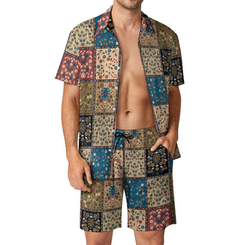 2Pcs/Set Men's Swim Trunks Shirt Quick Dry Shorts with Pockets