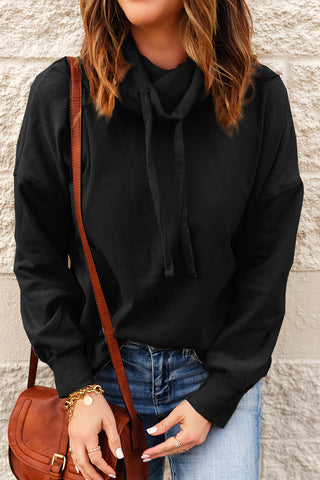 Black Cowl Neck Drop Shoulder Sweatshirt