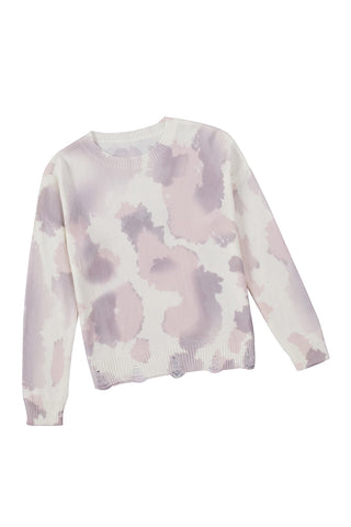 Beige Stain Washed Tie Dye Sweater