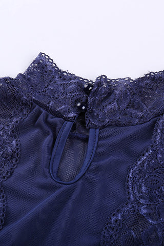 Blue Lace Tulle Teddy Lingerie