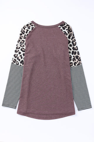 Brown Plus Size Leopard Pocket Top