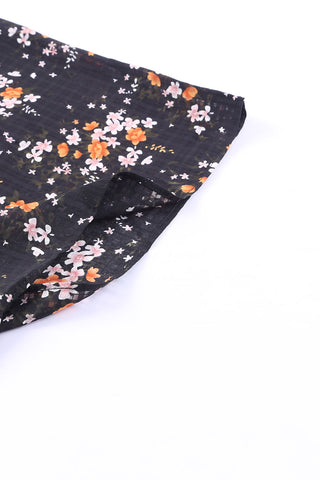 Black Dainty Floral Print Flowy Kimono