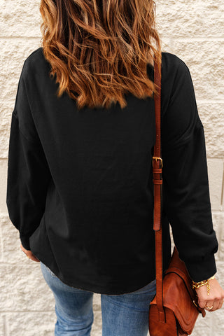 Black Cowl Neck Drop Shoulder Sweatshirt