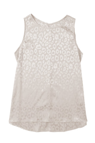 Beige Satin Leopard Tank Top