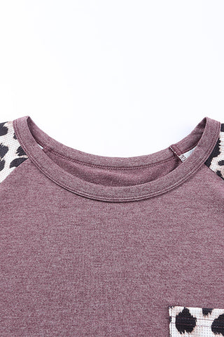 Brown Plus Size Leopard Pocket Top