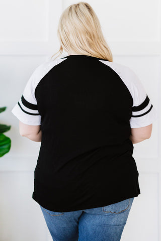 Black Crisscross V Neck Raglan Sleeve Plus Size Tee